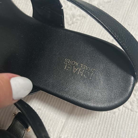 Michael Kors Black Sandals with Gold Accents - Picture 4 of 7